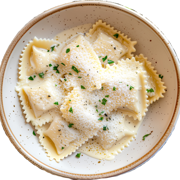 Ravioli mit Kartoffeln und Zwiebeln